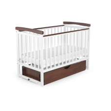 Кроватка для детей DeSon с ящиком MRIYA combi, Белый/Орех