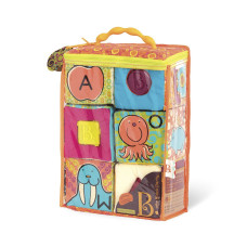 Развивающие мягкие кубики-сортеры ABC (6 кубиков, в сумочке, мягкие цвета)