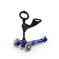 Самокат MICRO серии "MINI 3IN1 DELUXE" – СИНИЙ (до 50 KG, до 20 KG с сидением, 3-х кол.)