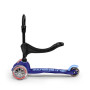 Самокат MICRO серии "MINI 3IN1 DELUXE" – СИНИЙ (до 50 KG, до 20 KG с сидением, 3-х кол.)