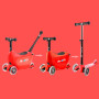 Самокат MICRO серии MINI2GO DELUXE PLUS – КРАСНЫЙ (до 50 KG, до 20 KG с сидением, 3-х кол.)