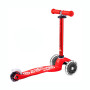 Самокат MICRO серии "MINI DELUXE" - КРАСНЫЙ (до 50 KG, 3-х колесный, LED)