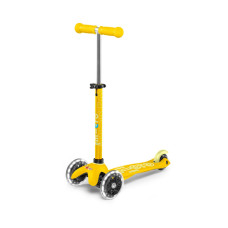 Самокат MICRO серии "MINI DELUXE LED" – ЖЁЛТЫЙ (до 50 KG, 3-х колесный, свет)