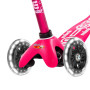 Самокат MICRO серии "MINI DELUXE LED" – РОЗОВЫЙ (до 50 KG, 3-х колесный, свет)