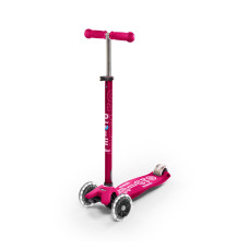 Самокат MICRO серии "MAXI DELUXE LED" – РОЗОВЫЙ (до 50 KG, 3-х колесный, свет)