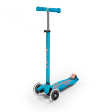 Самокат MICRO серии "MAXI DELUXE LED" – АКВА (до 50 KG, 3-х колесный, свет)