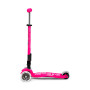 Самокат MICRO серии "MAXI DELUXE LED" – РОЗОВЫЙ (складной, до 50 KG, 3-х колесный, свет)
