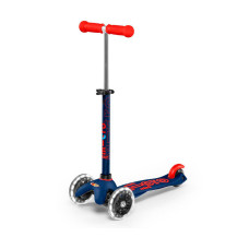 Самокат MICRO серии "MINI DELUXE LED" – ТЕМНО-СИНИЙ (до 50 KG, 3-х колесный, свет)