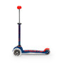 Самокат MICRO серии "MINI DELUXE LED" – ТЕМНО-СИНИЙ (до 50 KG, 3-х колесный, свет)