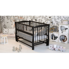 Кроватка детская "Элит" резьба, шарнир-подшипник с откидной боковиной, дерево бук (Венге)