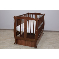 Кроватка детская "Грация" ящик, шарнир-подшипник с откидной боковиной, дерево бук (Орех)