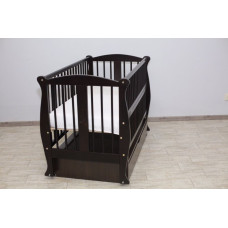 Кроватка детская "Грация" ящик, шарнир-подшипник с откидной боковиной, дерево бук (Венге)