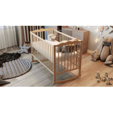 Кроватка детская "Колыбель" дуга + колеса с откидной боковиной, дерево бук (Натуральный)