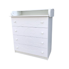 Комод пеленальный Baby Comfort Мишка на луне белый (телескопические направляющие, фасад МДФ)