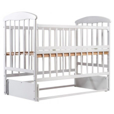 Кроватка детская Наталка ОБМО ольха БЕЛЫЙ (маятник, откидная решетка)