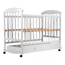 Кроватка детская Наталка ОБЯ ольха БЕЛЫЙ (дуга + колеса, откидная решетка, ящик)