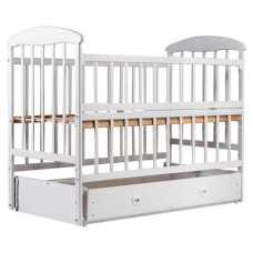 Кроватка детская Наталка ОБЯМО ольха БЕЛЫЙ (маятник, откидная решетка)