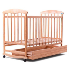 Кроватка детская Наталка ОСЯ ольха светлая (дуга + колеса, откидная решетка, ящик)
