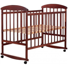 Кроватка детская Наталка ОТ ольха темная (дуга + колеса, откидная решетка)