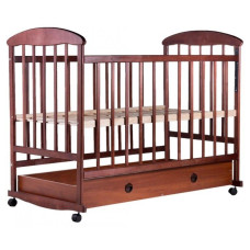 Кроватка детская Наталка ОТЯ ольха темная (дуга + колеса, откидная решетка, ящик)