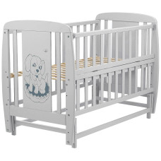 Кроватка детская "Пёсик" б / ш, шарнир-подшипник с откидной боковиной, дерево бук (Серый)