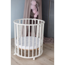 Кроватка детская овальная Smart Bed 8 в 1 (бук, колеса, маятник, матрас-трансформер в комплекте) сл.кистка