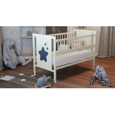 Кроватка детская "Звездочка" шарнир-подшипник с откидной боковиной, дерево бук (слоновая кость)