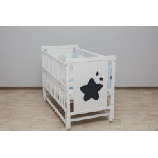 Кроватка детская "Звездочка" шарнир-подшипник с откидной боковиной, дерево бук (белый)