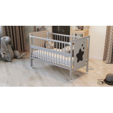 Кроватка детская "Звездочка" шарнир-подшипник с откидной боковиной, дерево бук (Серый)