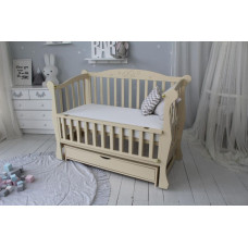 Кроватка детская Baby Comfort ЛД10 ящик, шарнир-подшипник + фиксатор, с откидной боковиной, дерево бук (Сл.кистка)