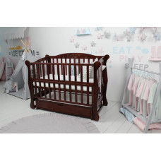 Кроватка детская Baby Comfort ЛД10 ящик, шарнир-подшипник + фиксатор, с откидной боковиной, дерево бук (Орех)
