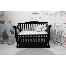 Кроватка детская Baby Comfort ЛД10 ящик, шарнир-подшипник + фиксатор, с откидной боковиной, дерево бук (Венге)