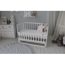 Кроватка детская Baby Comfort ЛД2 без / к, шарнир-подшипник + фиксатор, с откидной боковиной, дерево бук (белый)