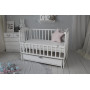 Кроватка детская Baby Comfort ЛД3 ящик, шарнир-подшипник + фиксатор, с откидной боковиной, дерево бук (белый)