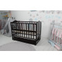 Кроватка детская Baby Comfort ЛД3 ящик, шарнир-подшипник + фиксатор, с откидной боковиной, дерево бук (Венге)