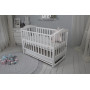 Кроватка детская Baby Comfort ЛД4 ящик, шарнир-подшипник + фиксатор, с откидной боковиной, дерево бук (белый)