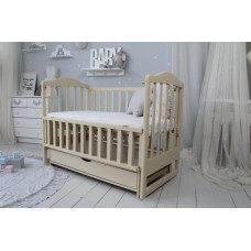 Кроватка детская Baby Comfort ЛД4 ящик, шарнир-подшипник + фиксатор, с откидной боковиной, дерево бук (Сл.кистка)