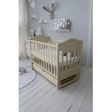 Кроватка детская Baby Comfort ЛД9 ящик, шарнир-подшипник + фиксатор, с откидной боковиной, дерево бук (Сл.кистка)