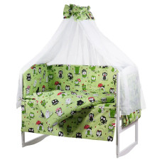 Детская постель Qvatro Gold RG-08 рисунок  салатовая (черно-белые совы)