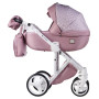 Коляска 2 в 1 Adamex Luciano jeans Q220 розовый (лён) - светло-розовый (узор)