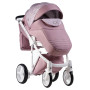 Коляска 2 в 1 Adamex Luciano jeans Q220 розовый (лён) - светло-розовый (узор)