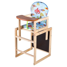 Стульчик- трансформер Наталка Зайчик-01 эконом  голубой (рыбки)