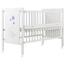 Кровать Babyroom Медвежонок M-01 откидной бок, колеса  бук белый