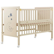 Кровать Babyroom Медвежонок M-01 откидной бок, колеса  бук слоновая кость