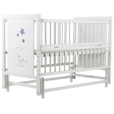 Кровать Babyroom Медвежонок M-02 маятник, откидной бок  бук белый
