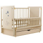 Кровать Babyroom Медвежонок M-03 маятник, ящик, откидной бок  бук слоновая кость