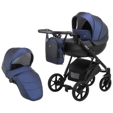 Коляска 2 в 1 Bair Next кожа 100% 11 темно-синий (перламутр)