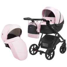 Коляска 2 в 1 Bair Next кожа 100% 13 розовый (пудра)