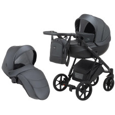 Коляска 2 в 1 Bair Next кожа 100% 17 черный (перламутр)