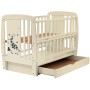 Кровать Babyroom Жирафик маятник, ящик, откидной бок DJMYO-3  бук слоновая кость